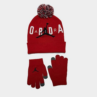Shop Nike Jordan Little Kids' Beanie And Gloves Set In Red