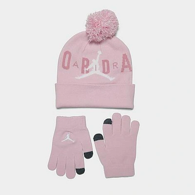 Shop Nike Jordan Little Kids' Beanie And Gloves Set In Pink