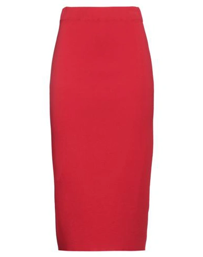 Clips Woman Midi Skirt Red Size L Viscose, Polyamide In Red