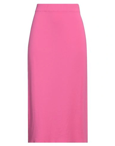 Shop Clips Woman Midi Skirt Fuchsia Size L Viscose, Polyamide In Pink