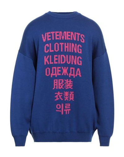 Shop Vetements Man Sweater Blue Size L Merino Wool