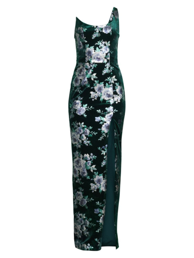Shop Black Halo Women's Spice Floral Velvet Scoopneck Gown In Frosted Jewel