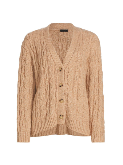 Shop Atm Anthony Thomas Melillo Women's Bouclé Cable-knit Wool-blend Cardigan In Clay