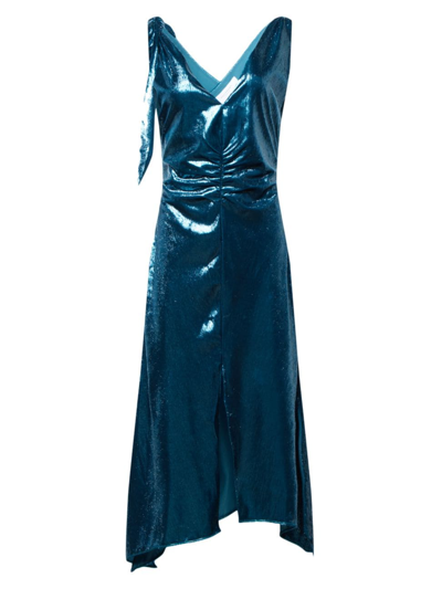 Shop Equipment Women's Zoe Metallic Midi-dress In Deep Lagoon