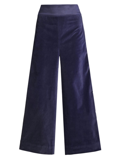 Shop Frances Valentine Women's Velvet Wide-leg Tuxedo Pants In Navy