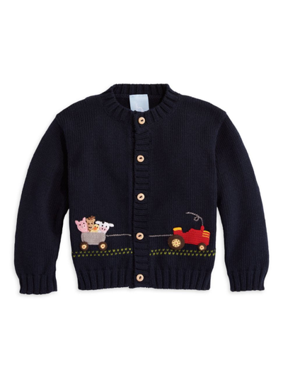 Shop Bella Bliss Baby Boy's Animal Tractor Cardigan In Navy