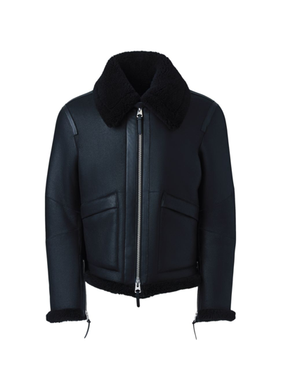 Shop Mackage Men's Kristian Leather Bomber Jacket In Black