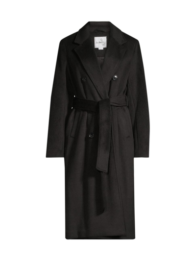 Shop Sam Edelman Women's Belted Double-breasted Coat In Black