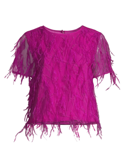 Shop Milly Women's Rava Feather T-shirt In Fuchsia