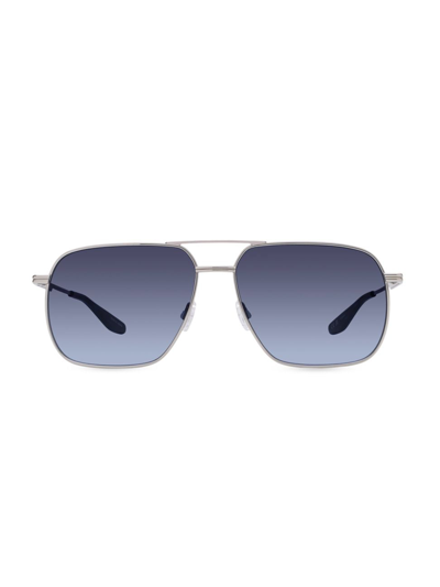Shop Barton Perreira Men's 007 Legacy Royale Navigator 61mm Sunglasses In Silver Steel Blue