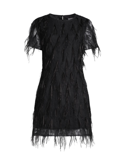 Shop Milly Women's Rana Feather Shift Dress In Black