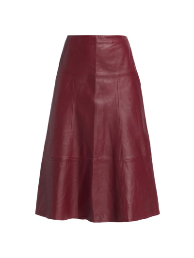 Shop Atm Anthony Thomas Melillo Women's Flared Leather Midi-skirt In Wine