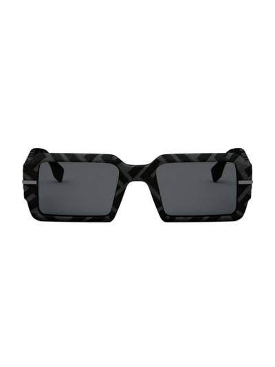 Shop Fendi Women's Graphy 52mm Rectangular Sunglasses In Black Smoke