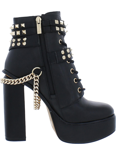 Shop Jessica Simpson Lannoli Womens Leather Studded Block Heels In Black