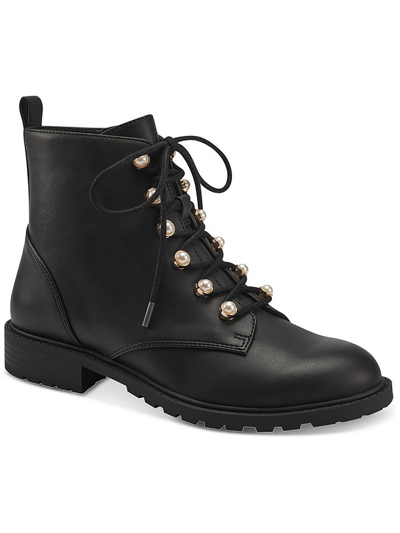 Shop Charter Club Shiloh Womens Lug Sole Faux Leather Combat & Lace-up Boots In Black