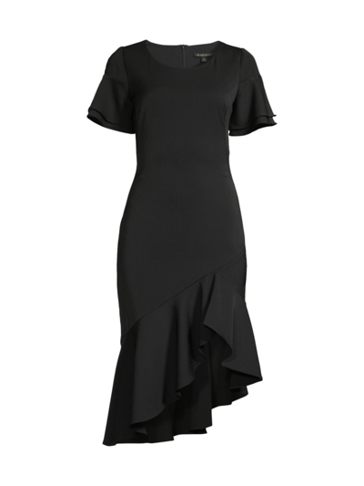 Shop Black Halo Women's Ruiz Asymmetric Ruffled Minidress In Black
