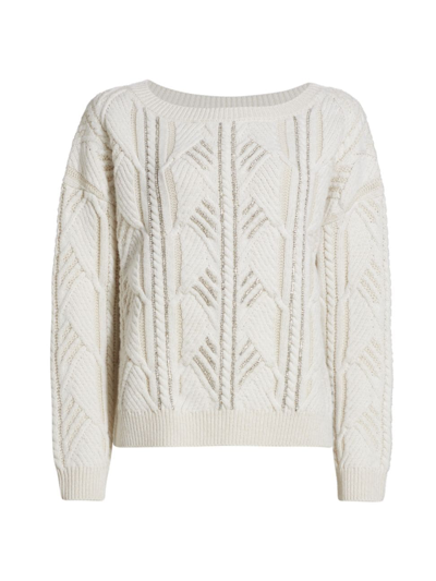 Shop Ramy Brook Women's Lucille Rib-knit Sweater In Ivory Combo Be Dazzled