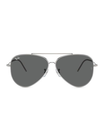 Shop Ray Ban Men's Rbr0101s 59mm Aviator Sunglasses In Silver Dark Grey