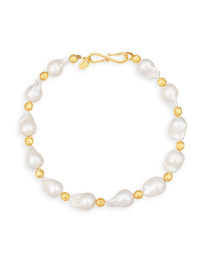 Shop Sylvia Toledano Women's Grace 22k-gold-plated & Cultured Freshwater Pearl Necklace In Yellow Gold