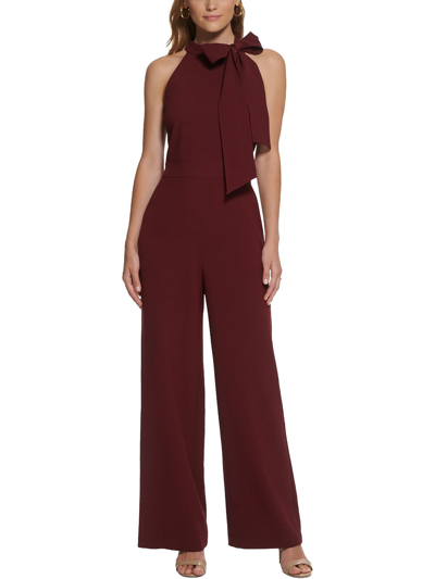 Shop Vince Camuto Womens Crepe Bow Jumpsuit In Red