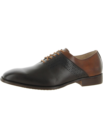Shop Stacy Adams Halloway Mens Leather Dressy Oxfords In Black