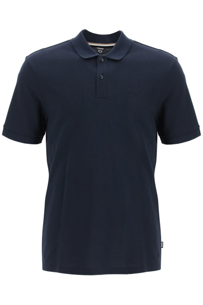 Shop Hugo Boss Organic Cotton Polo Shirt In Blue