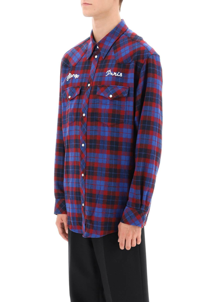 Shop Kenzo Rue Vivienne 1970 Western Shirt In Red,blue