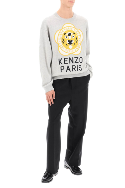 Shop Kenzo Tiger Academy Crew-neck Sweater In Grey