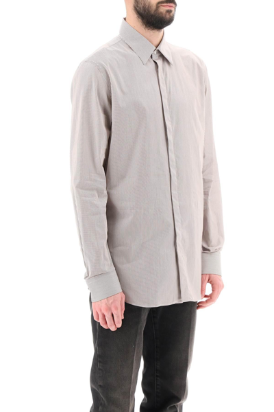 Shop Fendi Striped Cotton Shirt In White,brown