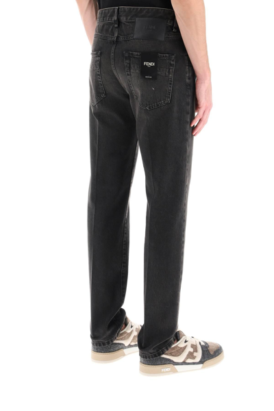 Shop Fendi Regular Jeans With Tailored Crease In Black