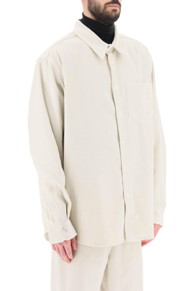 Shop Ami Alexandre Mattiussi Cotton Corduroy Overshirt In White