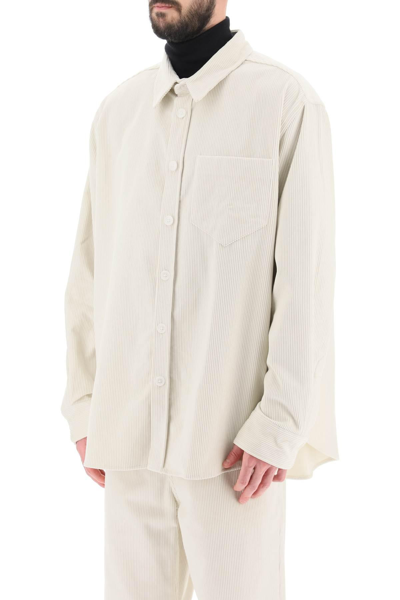Shop Ami Alexandre Mattiussi Cotton Corduroy Overshirt In White