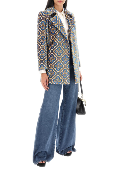 Shop Etro Jeans With Back Foliage Embroidery In Light Blue