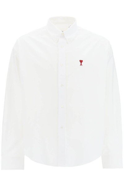 Ami Alexandre Mattiussi Classic Long Sleeve Shirt Button Down Collar With Embroidered Adc In White