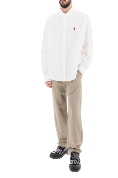 Ami Alexandre Mattiussi Classic Long Sleeve Shirt Button Down Collar With Embroidered Adc In White
