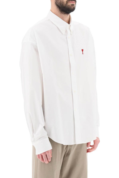 Ami Alexandre Mattiussi Classic Long Sleeve Shirt Button Down Collar With Embroidered Adc In White