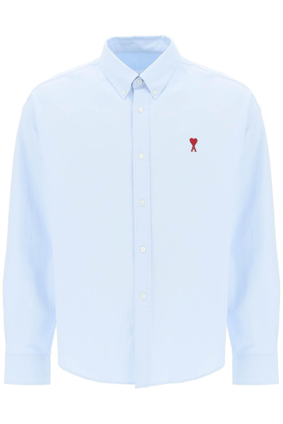 Shop Ami Alexandre Mattiussi Ami De Coeur Boxy Shirt In Light Blue