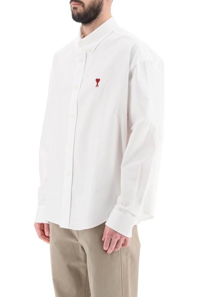 Ami Alexandre Mattiussi Classic Long Sleeve Shirt Button Down Collar With Embroidered Adc In White