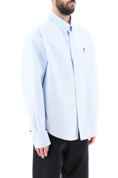 Shop Ami Alexandre Mattiussi Ami De Coeur Boxy Shirt In Light Blue