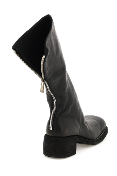 Shop Guidi Squared Toe Leather Boots In Black