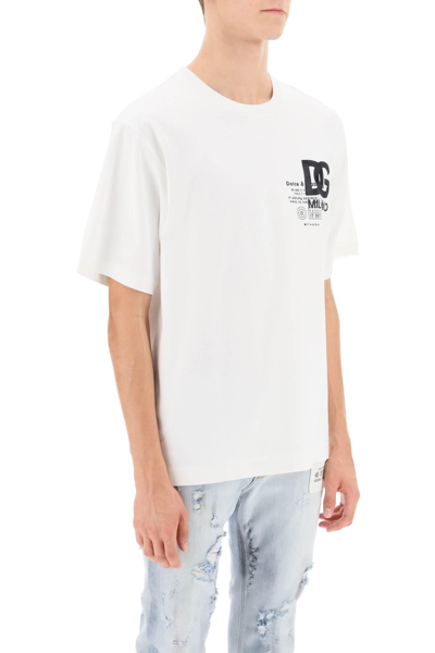 Shop Dolce & Gabbana T-shirt With Embroidery And Prints In White
