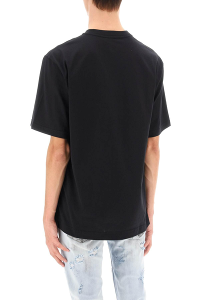 Shop Dolce & Gabbana Printed T-shirt With Rhinestones In Black