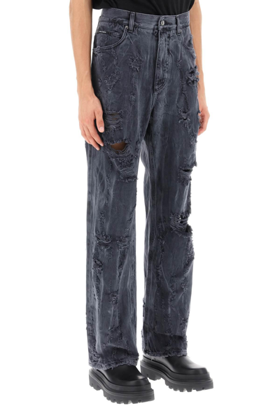 Shop Dolce & Gabbana Destroyed-effect Jeans In Grey