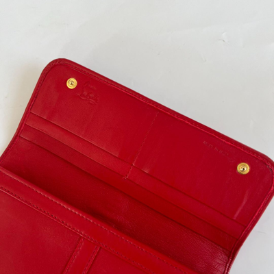 Pre-owned Christian Louboutin Red Leather Bow Flap Long Wallet