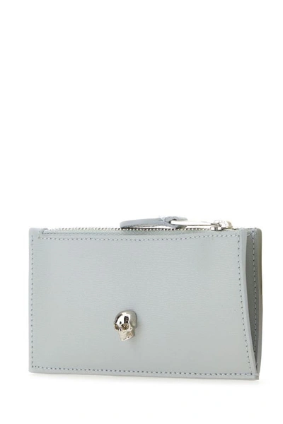 Shop Alexander Mcqueen Woman Light Grey Leather Card Holder In Gray
