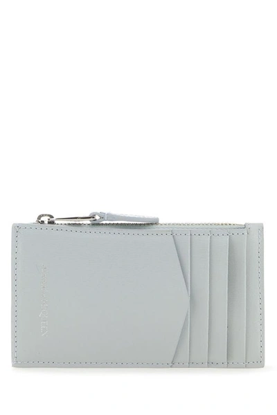 Shop Alexander Mcqueen Woman Light Grey Leather Card Holder In Gray