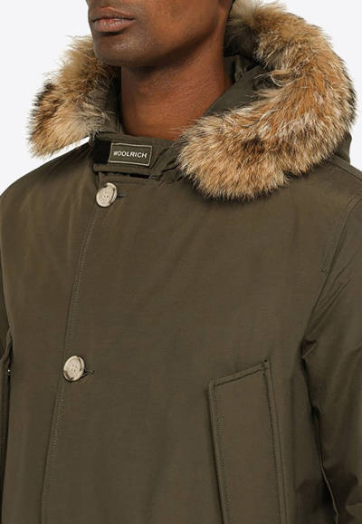 Shop Woolrich Arctic Detachable Fur Padded Parkas Jacket In Green