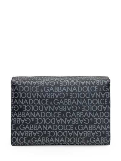 Shop Dolce & Gabbana Shoulder Bag In Jacquard In Nero Grigio