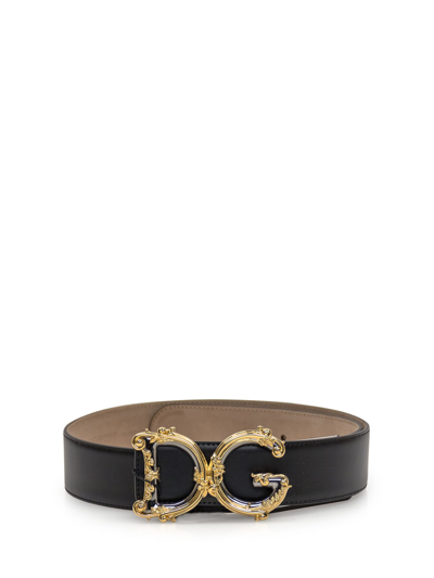 Shop Dolce & Gabbana Belt With Logo In Nero
