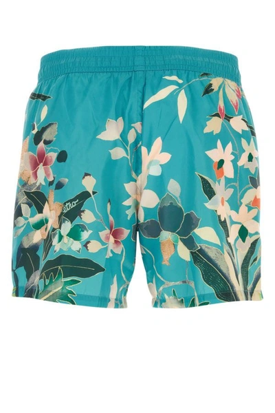 Shop Etro Man Printed Satin Swimming Shorts In Multicolor